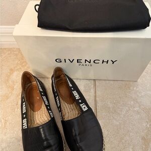 Givenchy Black Espadrilles with Logo Accent- Lambskin Leather.  Like New!